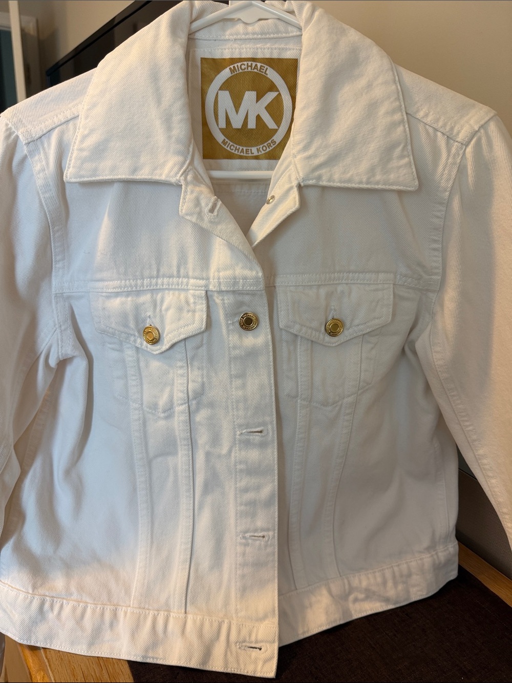 Michael Kors White Jacket with Gold-Tone Buttons